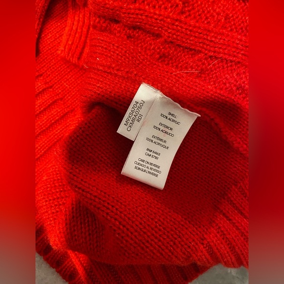 Calvin Klein Size L Red Lattice Long Sleeve Cowl Neck Pullover Tunic Sweater - Picture 11 of 11